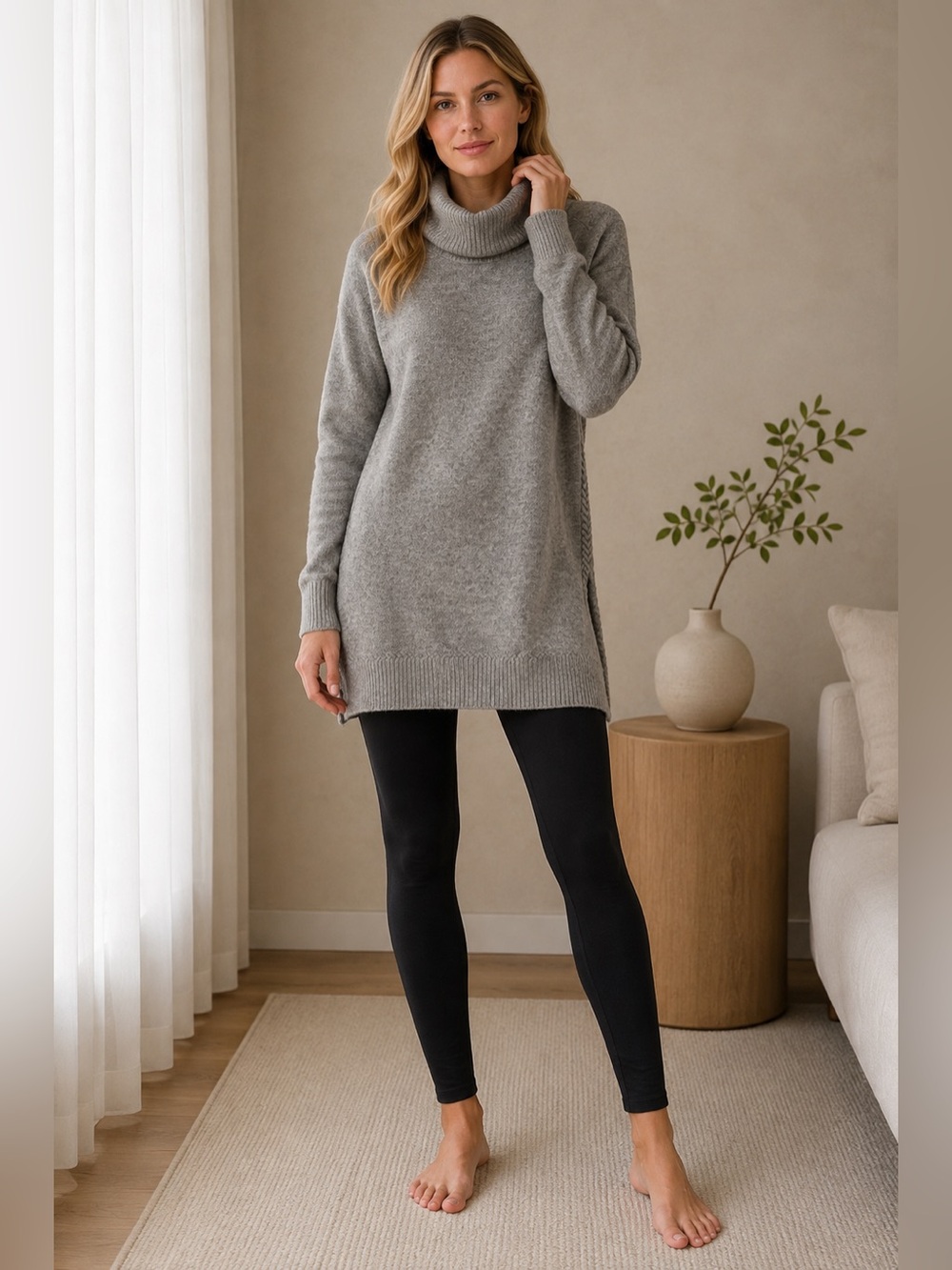 π REITMANS - Gray Turtleneck Sweater dress - size Medium - Picture 1 of 7